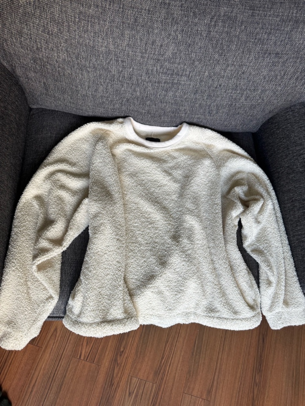Men's Cream Sherpa Crewneck Sweater - Cozy Everyday Layer